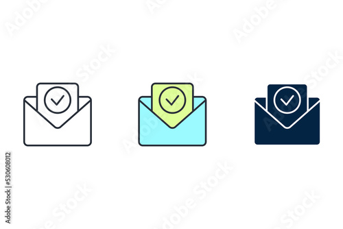 Checked email line icon. Simple element illustration. Checked email concept outline symbol design.