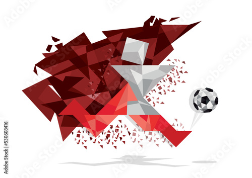 Football Soccer Vector Illustration in Red and White Background - players in red and white - running