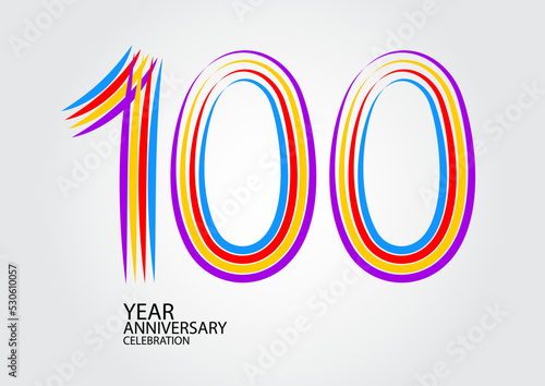 100 years anniversary celebration logotype colorful line vector, 100th birthday logo, 100 number design, Banner template, logo number elements for invitation card, poster, t-shirt.