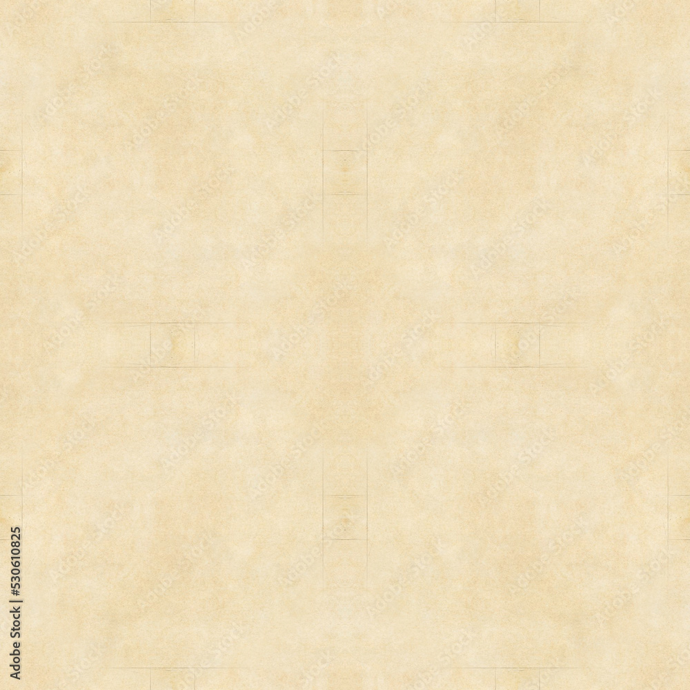 Seamless abstract image of crumpled yellowed paper with texture. Square frame on beige background.
