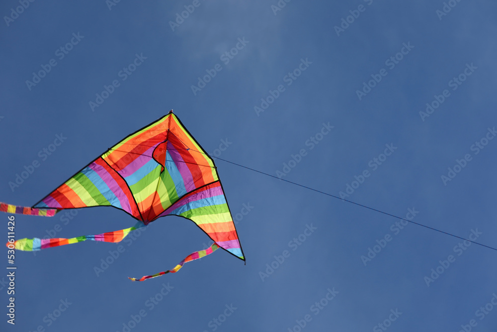 Kite with rainbow colors flying in the sky symbol of hope joy brotherhood