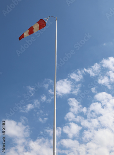 red and white windsock to indicate the direction