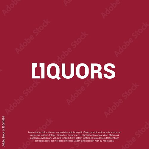 Liquor wine or champagne logo with Letter L and I as liquor bottle negative space concept