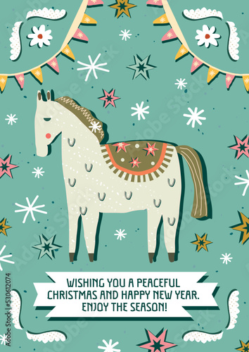 A4 format vector illustration card with the New Year and Christmas for the holiday