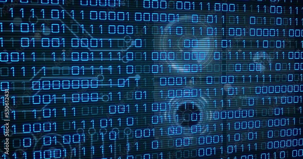 Animation of data processing over black background Animation of data processing over black background