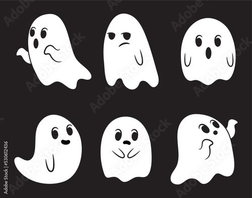 Set of Cute Halloween Ghosts 