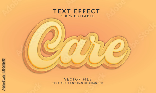 Care 3d editable vector text effect style