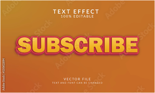 Subscribe 3d editable vector text effect style