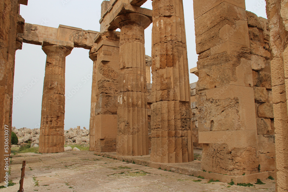 ruined roman temple in selinunte in sicily (italy)