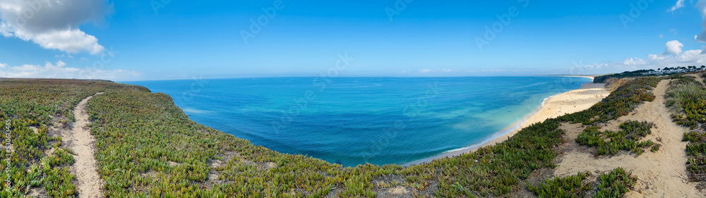 Panorama view of Praia das Bicas, Meco Portugal Panorama view of Praia das Bicas, Meco Portugal