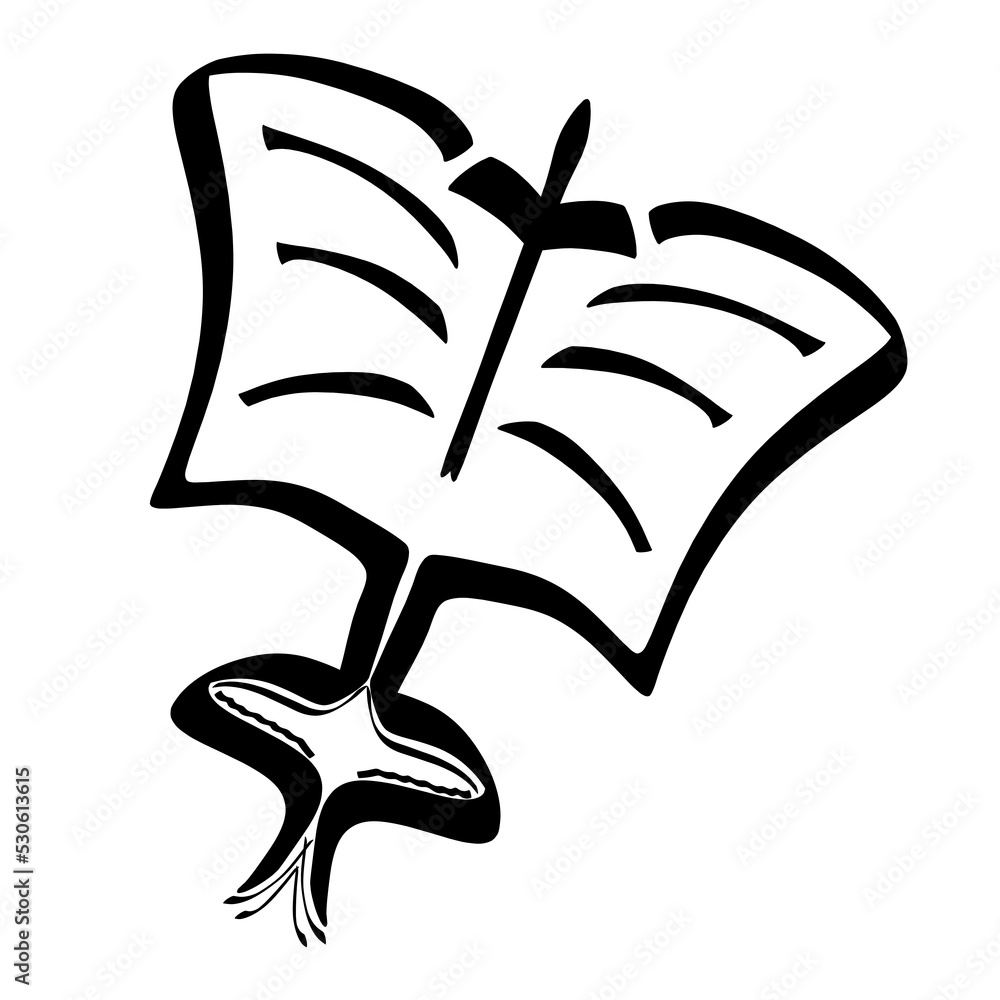 open-bible-with-a-cross-that-looks-like-a-sword-and-a-bookmark-in-the