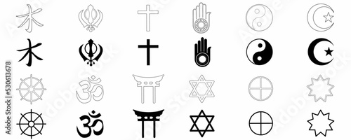 world religion sign set isolated on white background