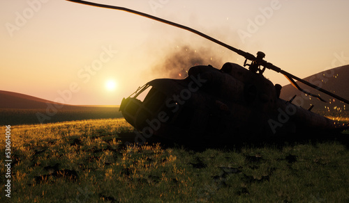 3d animation, accident, aircraft, armed, army, aviation, background, burn, combat, conflict, copter, crash, damage, danger, defense, destroy, destruction, disaster, emergency, evening, explosion, fiel