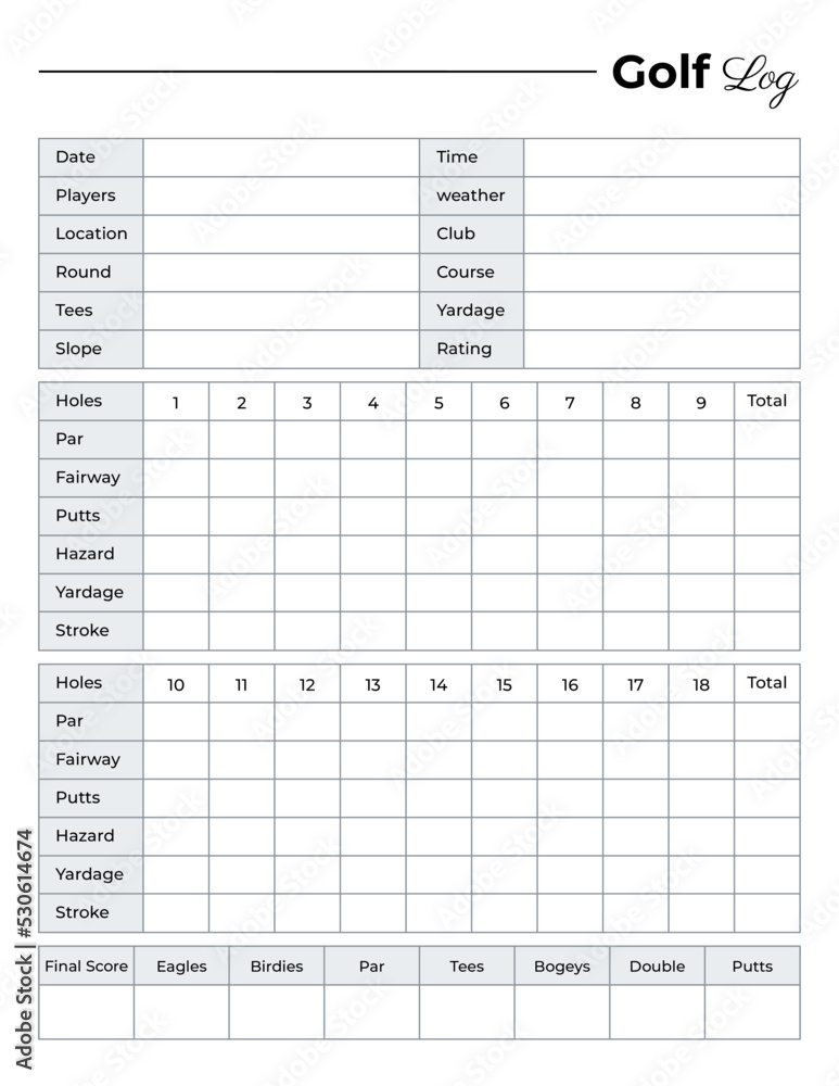 Golf log book planner template Golf log book planner template