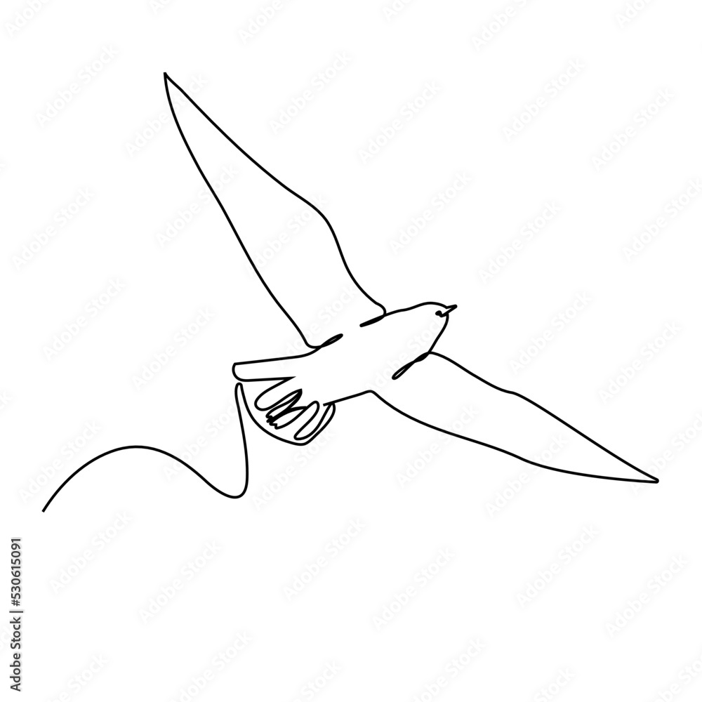 continuous line flying seagull simple style continuous line flying seagull simple style