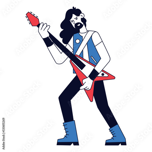 Isolated cute male character playing electric guitar Vector