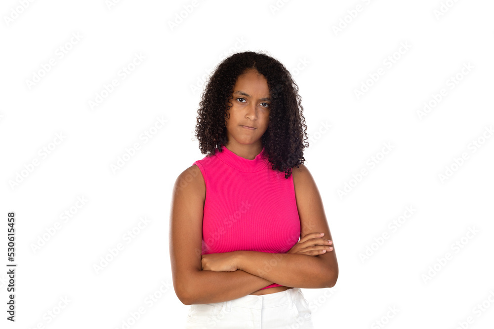 Angry young girl holding hands crossed Angry young girl holding hands crossed