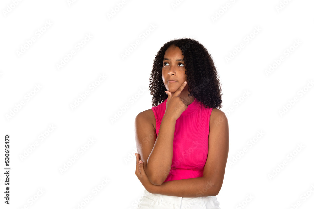 Photo of pensive little girl looking on empty space to find idea Photo of pensive little girl looking on empty space to find idea