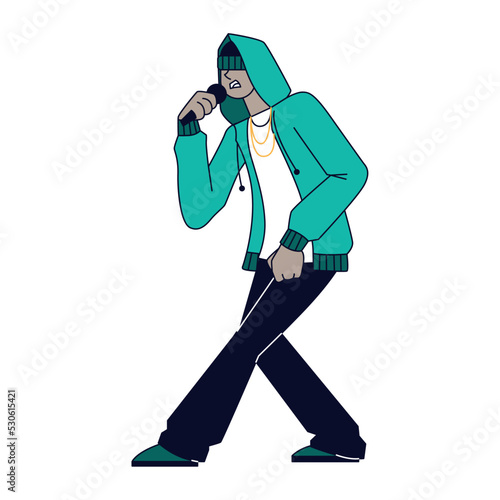 Isolated cute male character rapping Vector