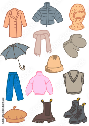 sticker pack of winter clothing and accessories