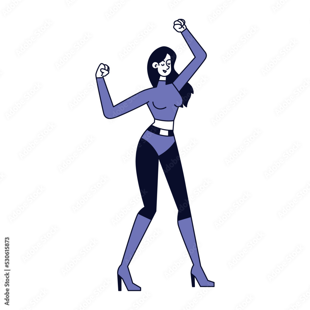 Isolated cute female character dancing to pop music Vector Isolated cute female character dancing to pop music Vector
