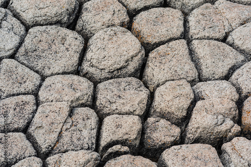 natural stone background  the remains of lava basalt columns form a kind of cobblestone causeway