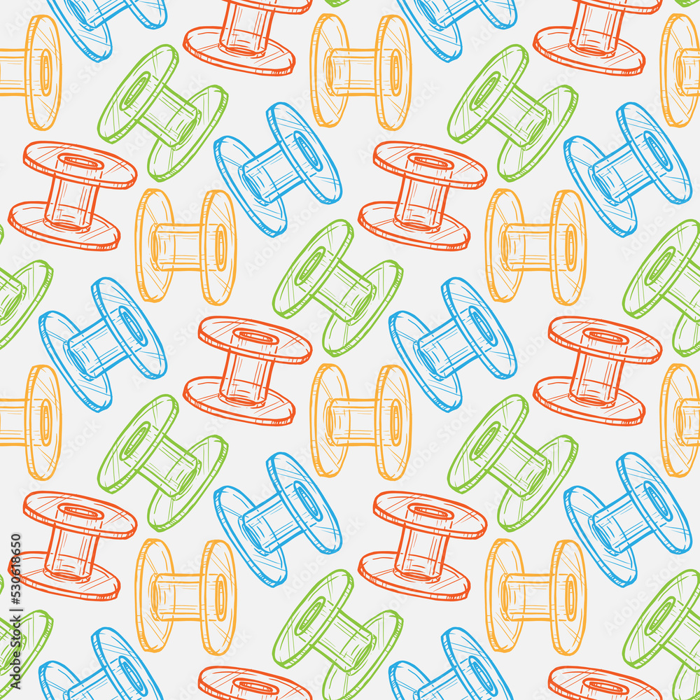 empty bobbin vector seamless pattern on white background empty bobbin vector seamless pattern on white background