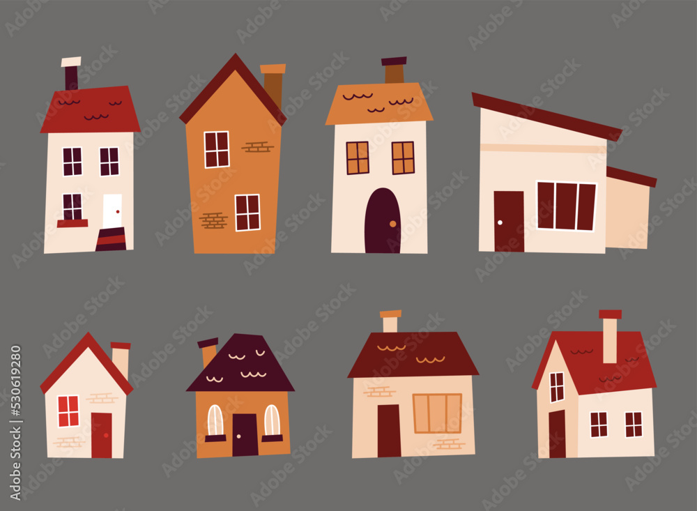 house vector bundle set illustration