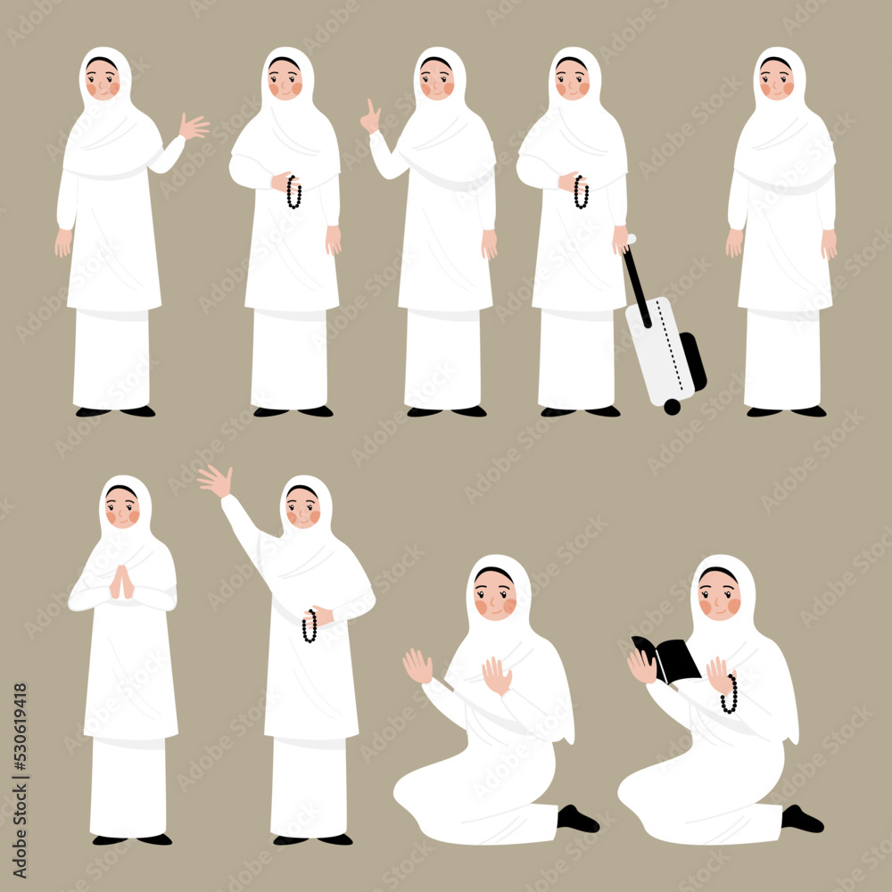 pilgrimage character bundle set of woman with hijab pilgrimage character bundle set of woman with hijab