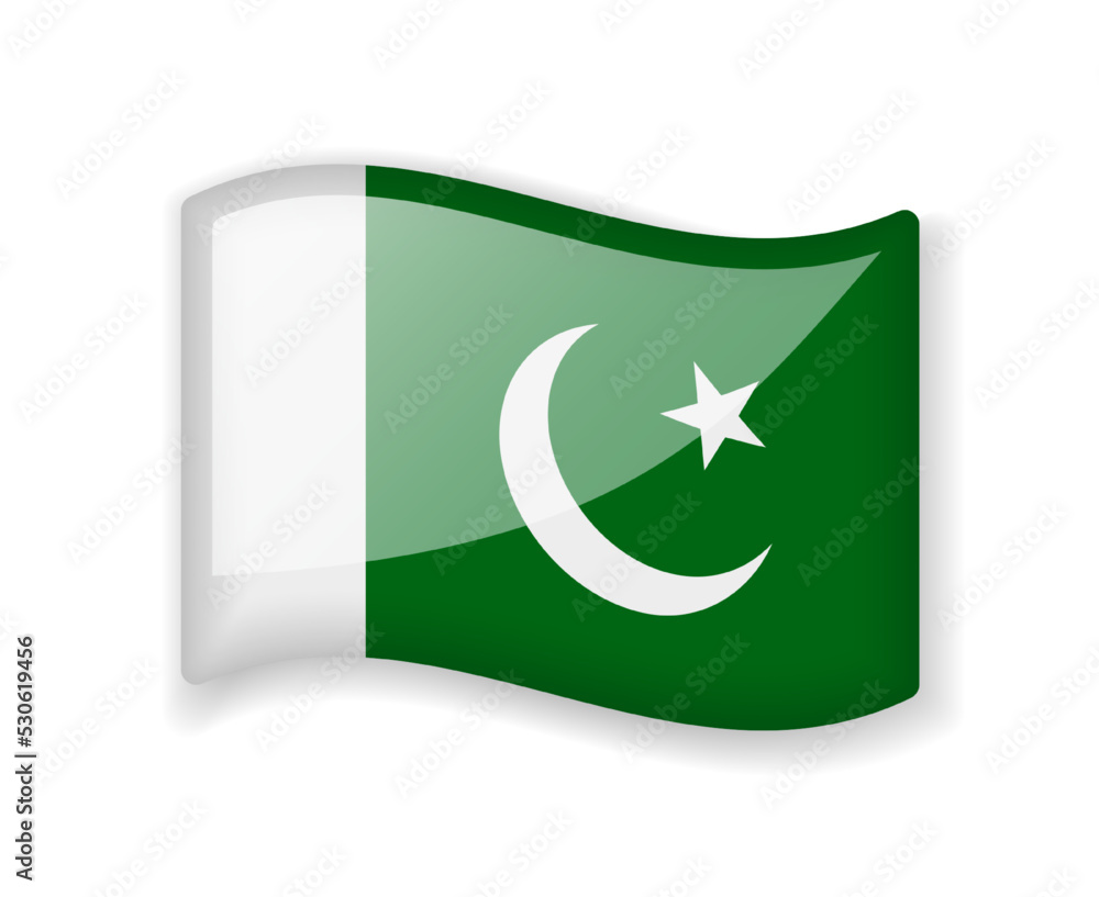 Pakistan flag - Wavy flag bright glossy icon. Pakistan flag - Wavy flag bright glossy icon.