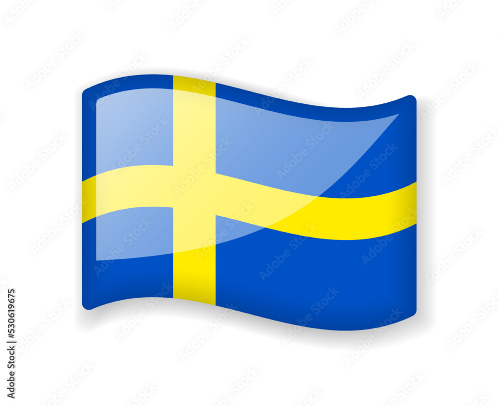 Sweden flag - Wavy flag bright glossy icon. Sweden flag - Wavy flag bright glossy icon.