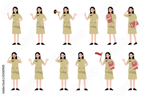 indonesian civil servan vector character bundle set