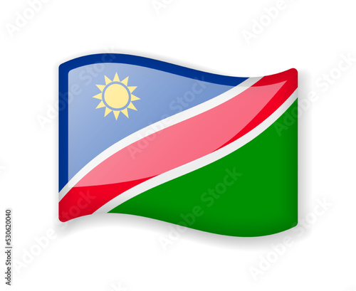 Free Download Namibia flag - Wavy flag bright glossy icon. - GFXLoad