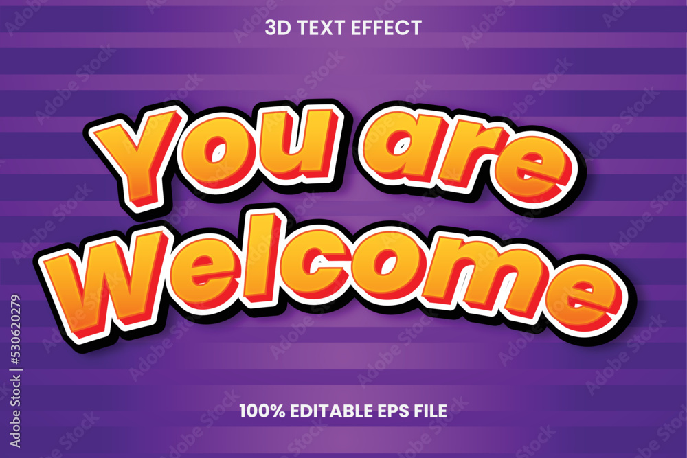 3D Welcome Text Effect Design Template Stock Vector | Adobe Stock