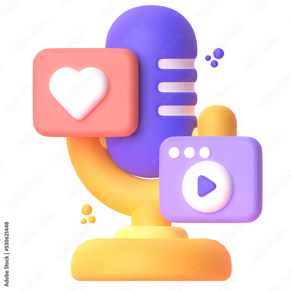 Microphone in 3d render for graphic asset web presentation or other Microphone in 3d render for graphic asset web presentation or other