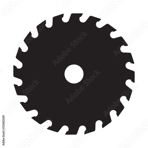 Circular saw icon. Black silhouettes of circular saw blades, vector illustration.