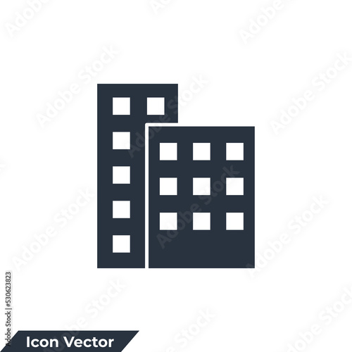 office building icon logo vector illustration. Apartment symbol template for graphic and web design collection
