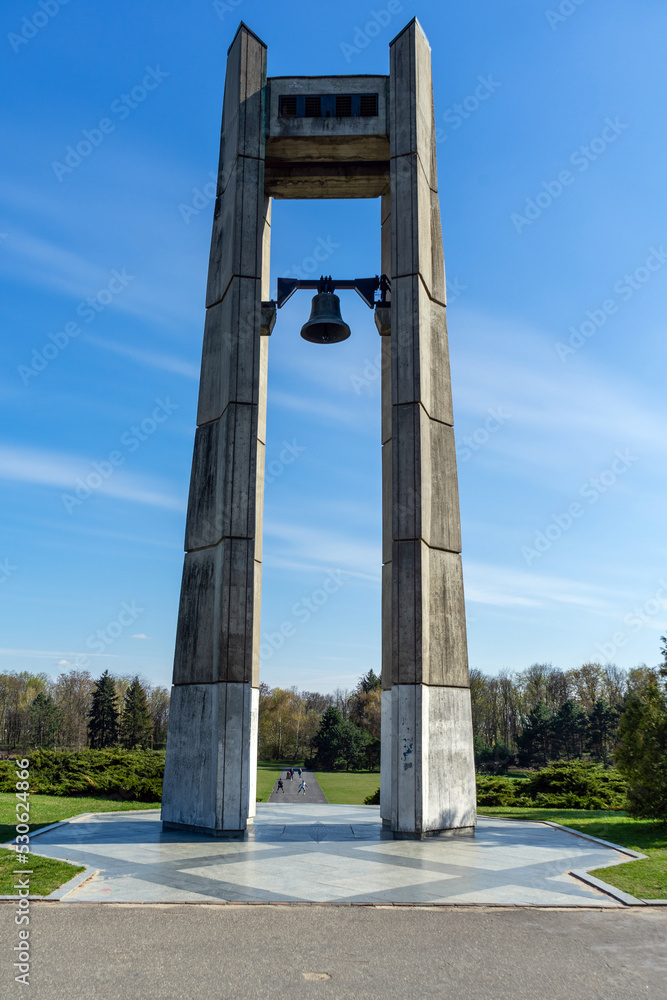 The bell on the monument. Monument with bell