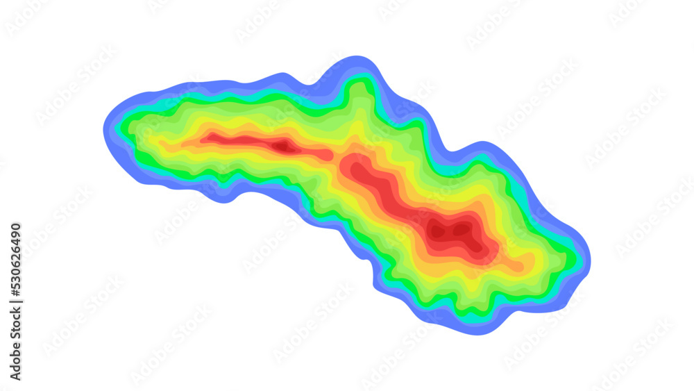 Vector graphic of Color topographic contour map with combination