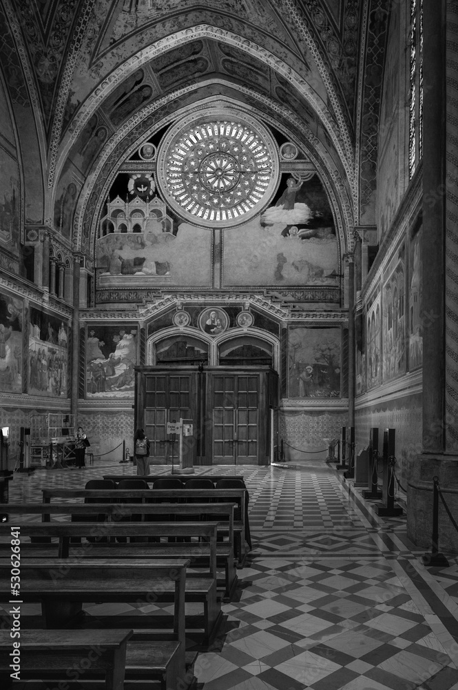 Ancient Papal basilica of San Francesco of Assisi. Art and religion.