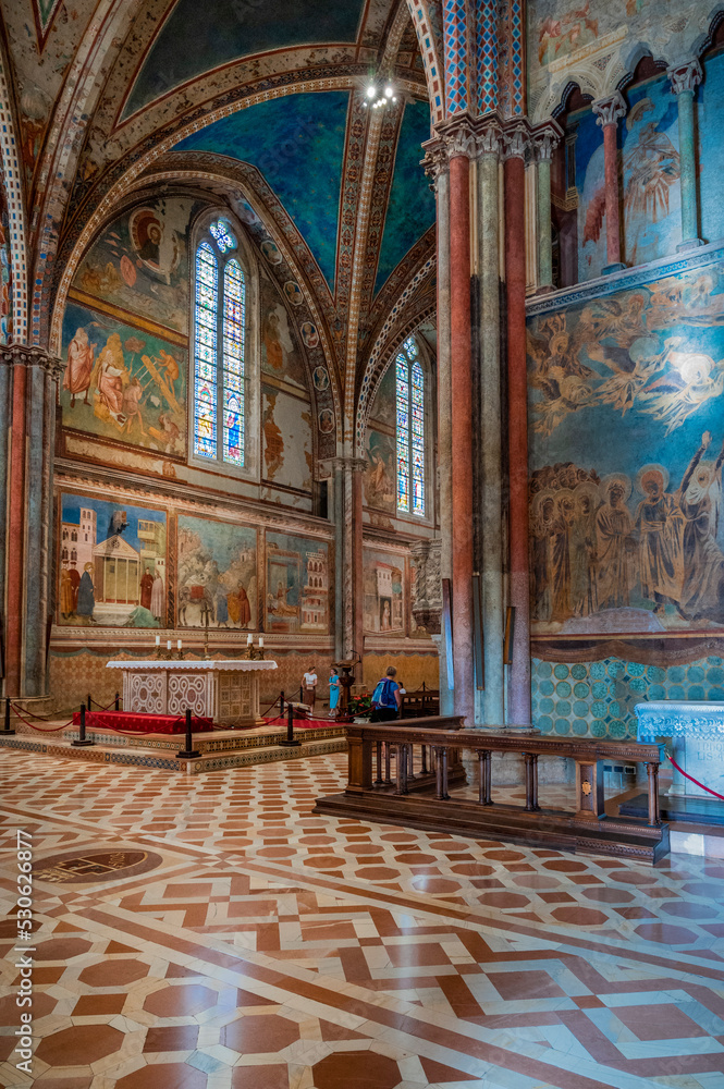 Obraz premium Ancient Papal basilica of San Francesco of Assisi. Art and religion. Black and white