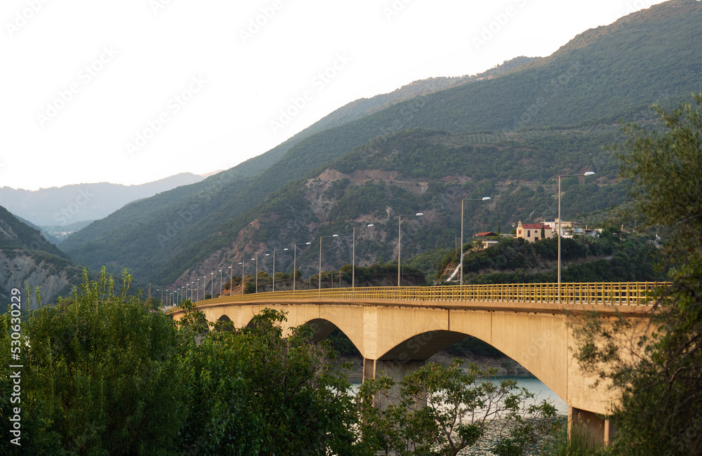 Fototapeta premium Scenic view at Episkopi bridge in Karpenissi Greece 
