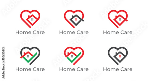 Heart with Home Logo Concept sign icon symbol Design Element. House Care, Realtor, Mortgage, Real Estate, Love Logotype. Vector illustration template