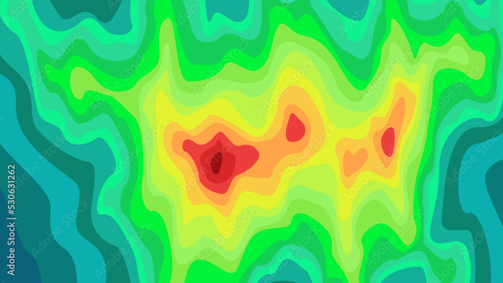 Vetor de Vector graphic of Color topographic contour map with combination spectrum colors