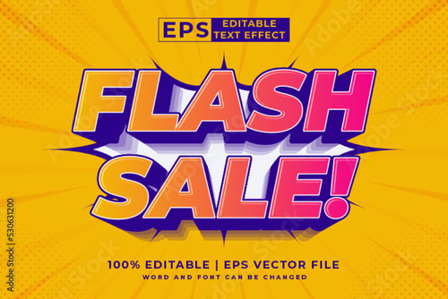 Editable text effect flash sale 3d cartoon template style premium vector
