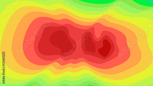 Vector graphic of Color topographic contour map with combination spectrum colors. Topographic map contour with elevation. The concept of a conditional geography scheme and the terrain path.