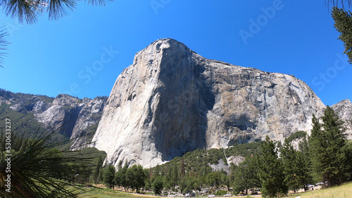 Canvas Print The El Capitan (the Captain or the Chief) is a vertical rock formation in Yosemite National Park, on the north side of Yosemite Valley, near its western end in California, USA