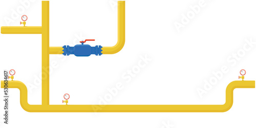 Gas pipeline construction background with text. Vector stock illustration isolated on white background for banners, posters with notification and announcement. 
