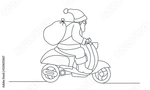 Santa Claus riding motorcycle.