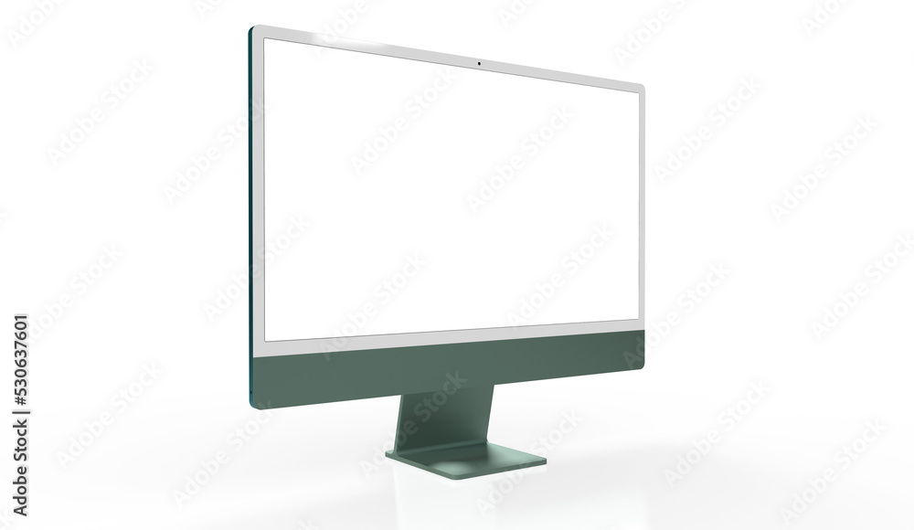 Computer display with blank white screen 3d Computer display with blank white screen 3d